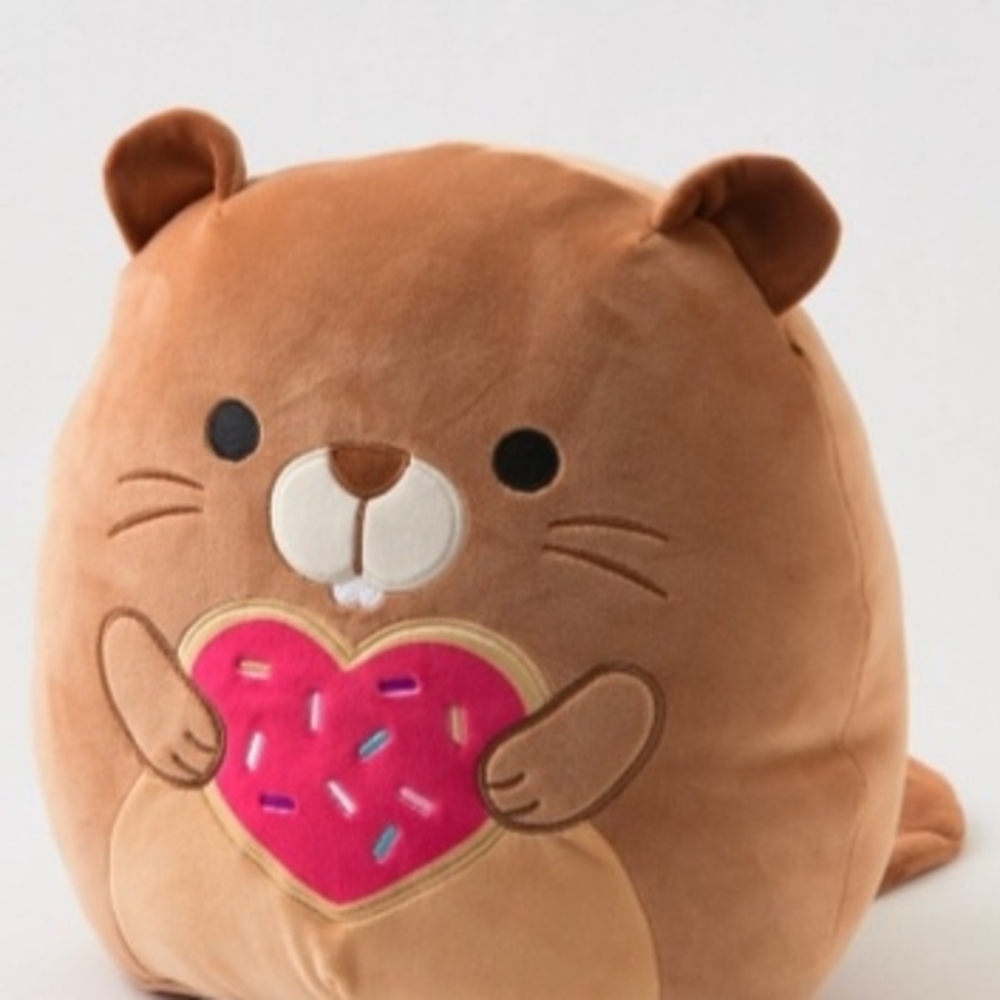 Cute Brown Plush Hamster with Pink Heart